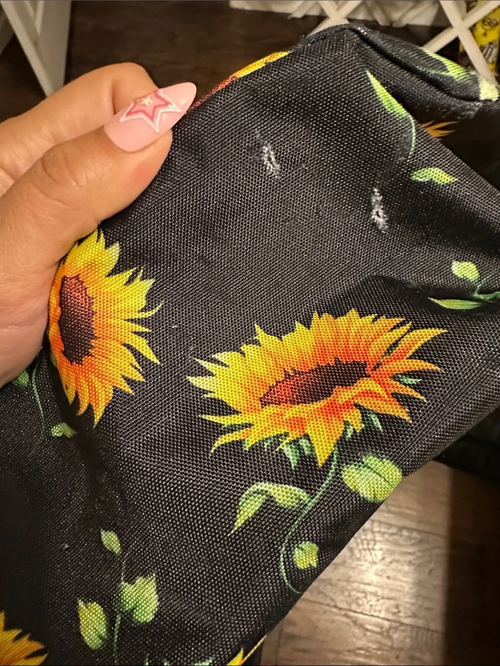 Jansport Black Backpack with Yellow Sunflower Print